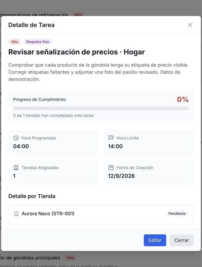 Asignación de una tarea de revisión de señalización en Plexo.